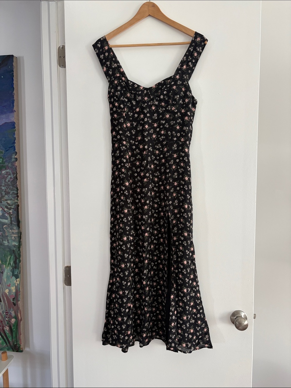 Reformation black floral dress size 8